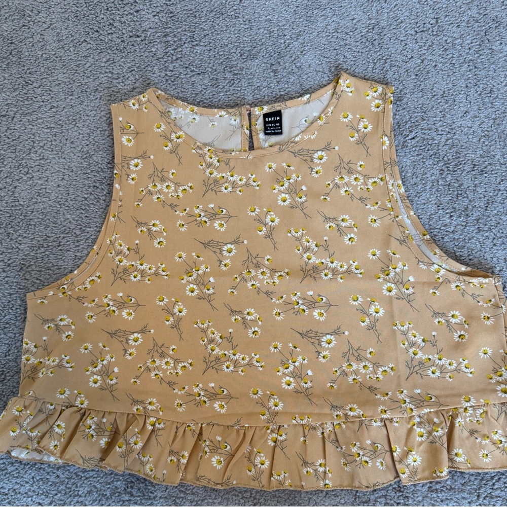 Yellow Floral Ruffle Blouse